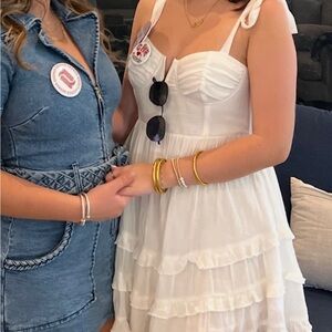 White Sleeveless Ruffle Dress